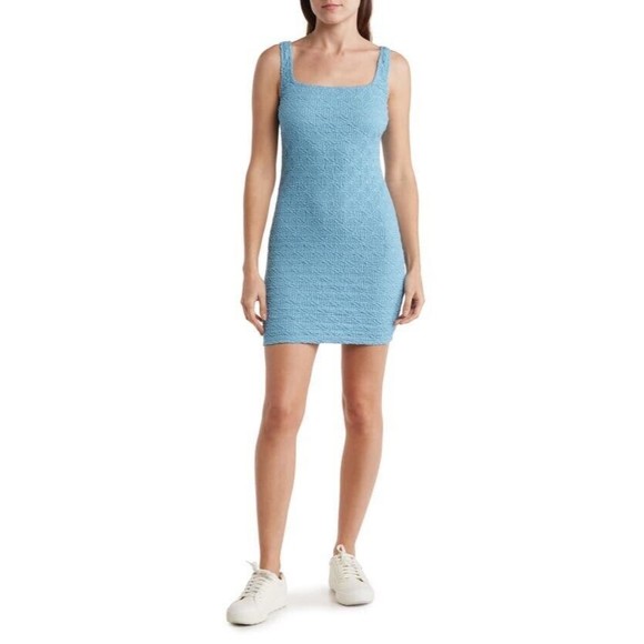 Elodie Textured Sleeveless Bodycon Mini Dress Purple Stretch Elastic Women XL - Picture 3 of 9